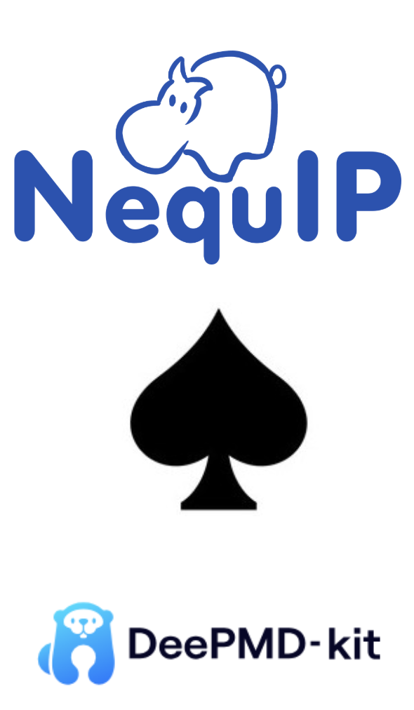 NequIP, MACE, and DeepMD logos